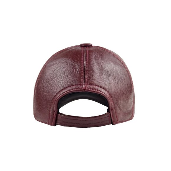 2 Pack Genuine Leather Ball Cap - Adjustable Baseball Hat Black & Bordo Color - Picture 11 of 13